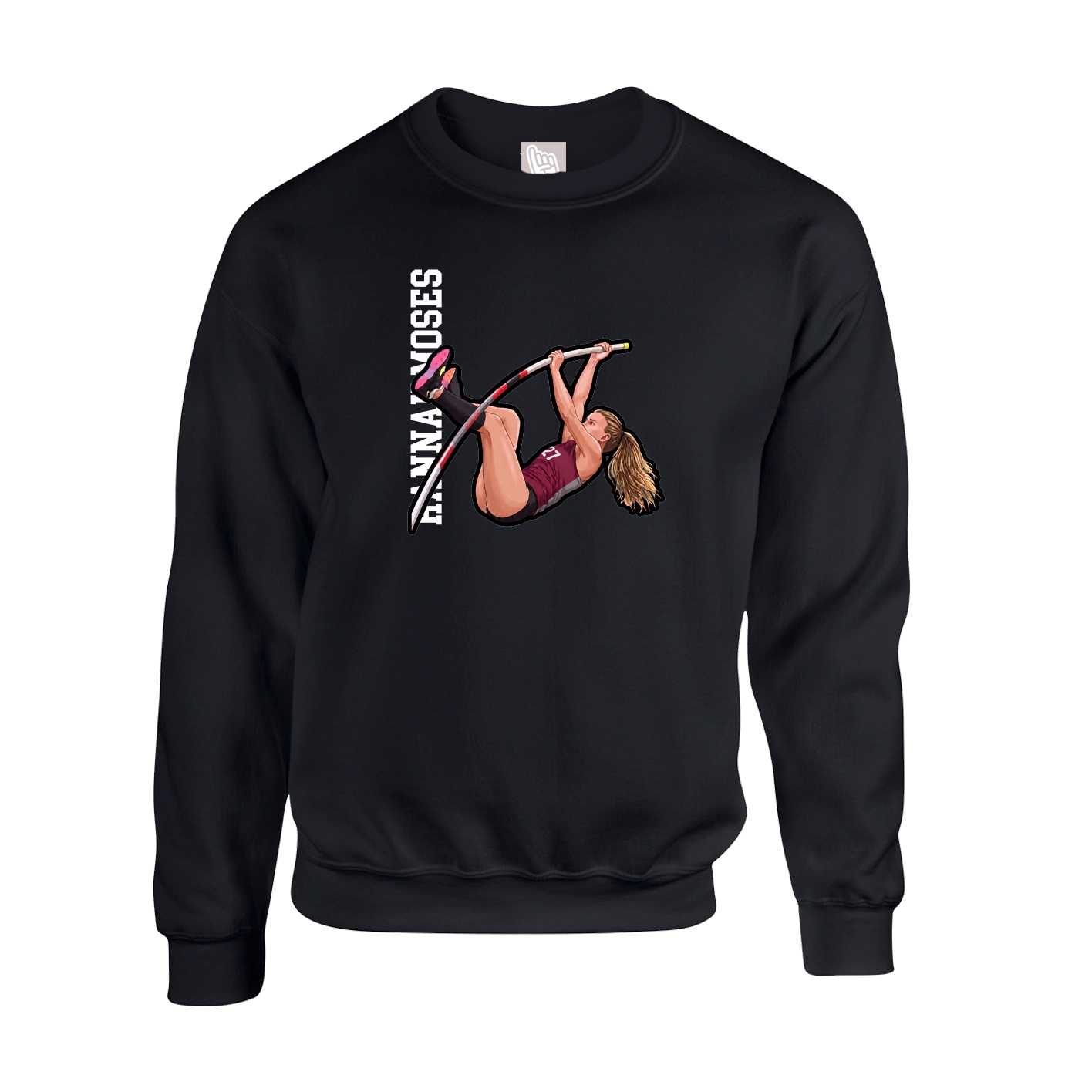 Fleece Crew — Name Vertical in Black