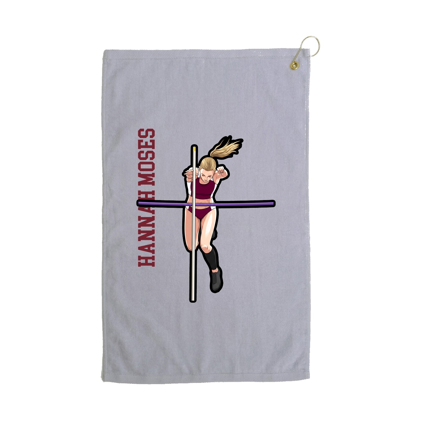Golf Towel — Name Vertical in Grey