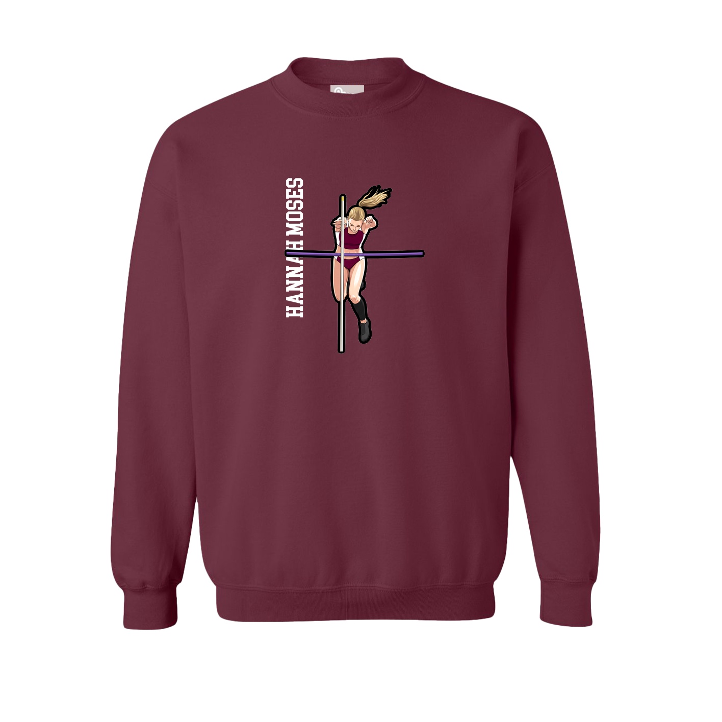 Fleece Crew — Name Vertical in Maroon