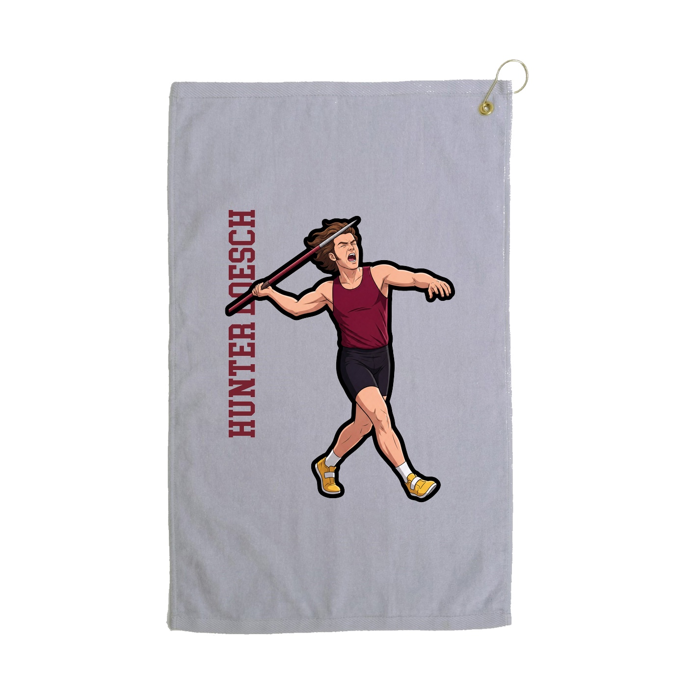 Golf Towel — Name Vertical in Grey