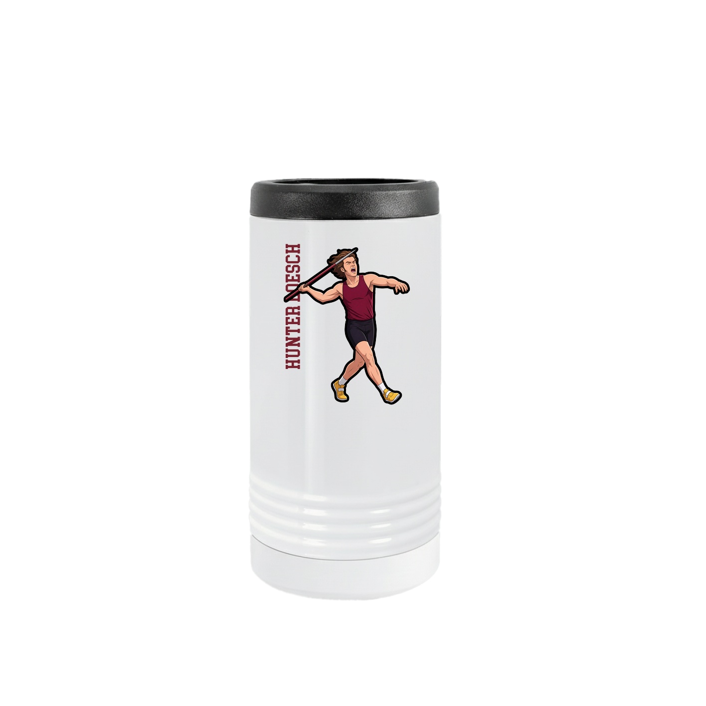 Slim Beverage Holder — Name Vertical in White