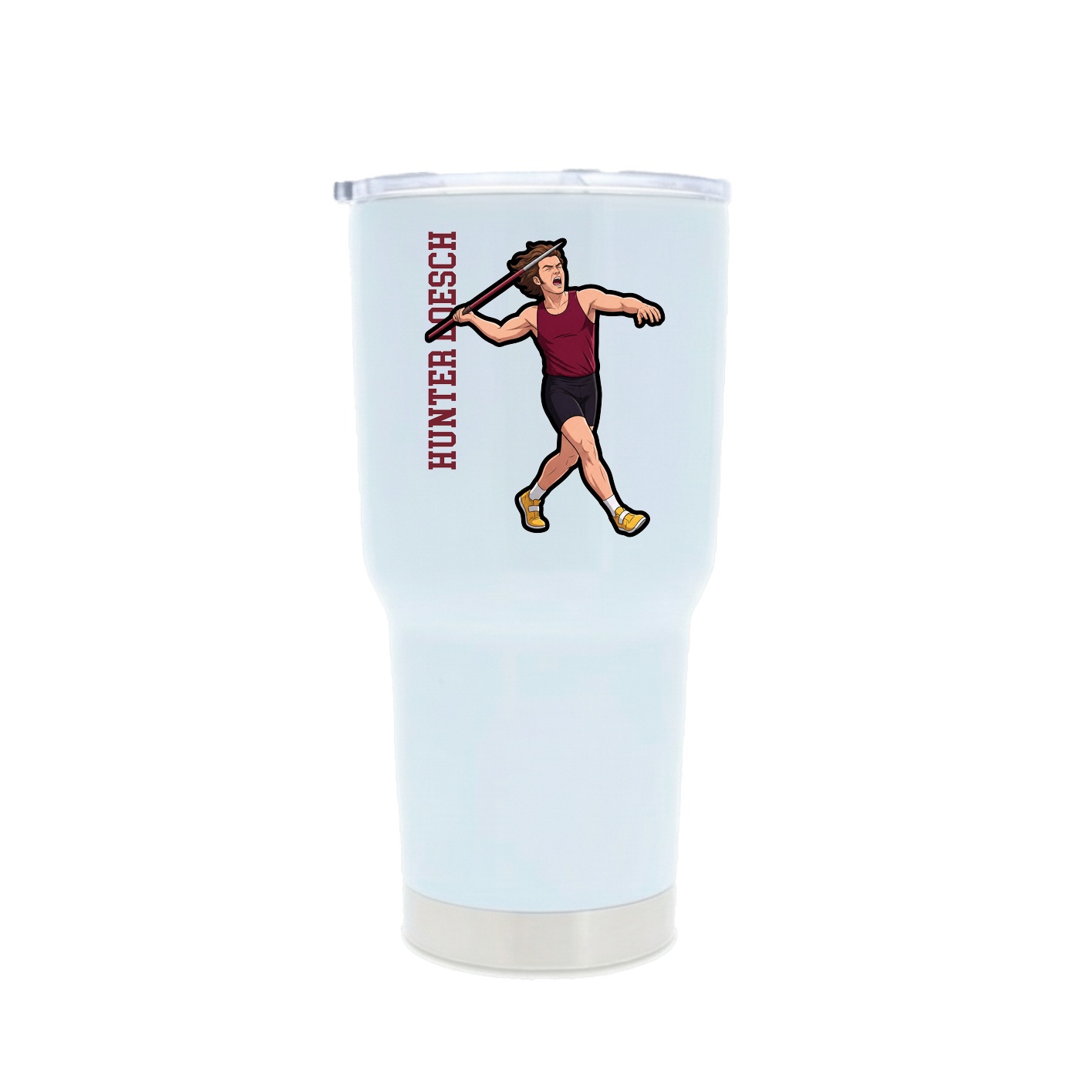 30oz Stainless Steel Tumbler — Name Vertical in White
