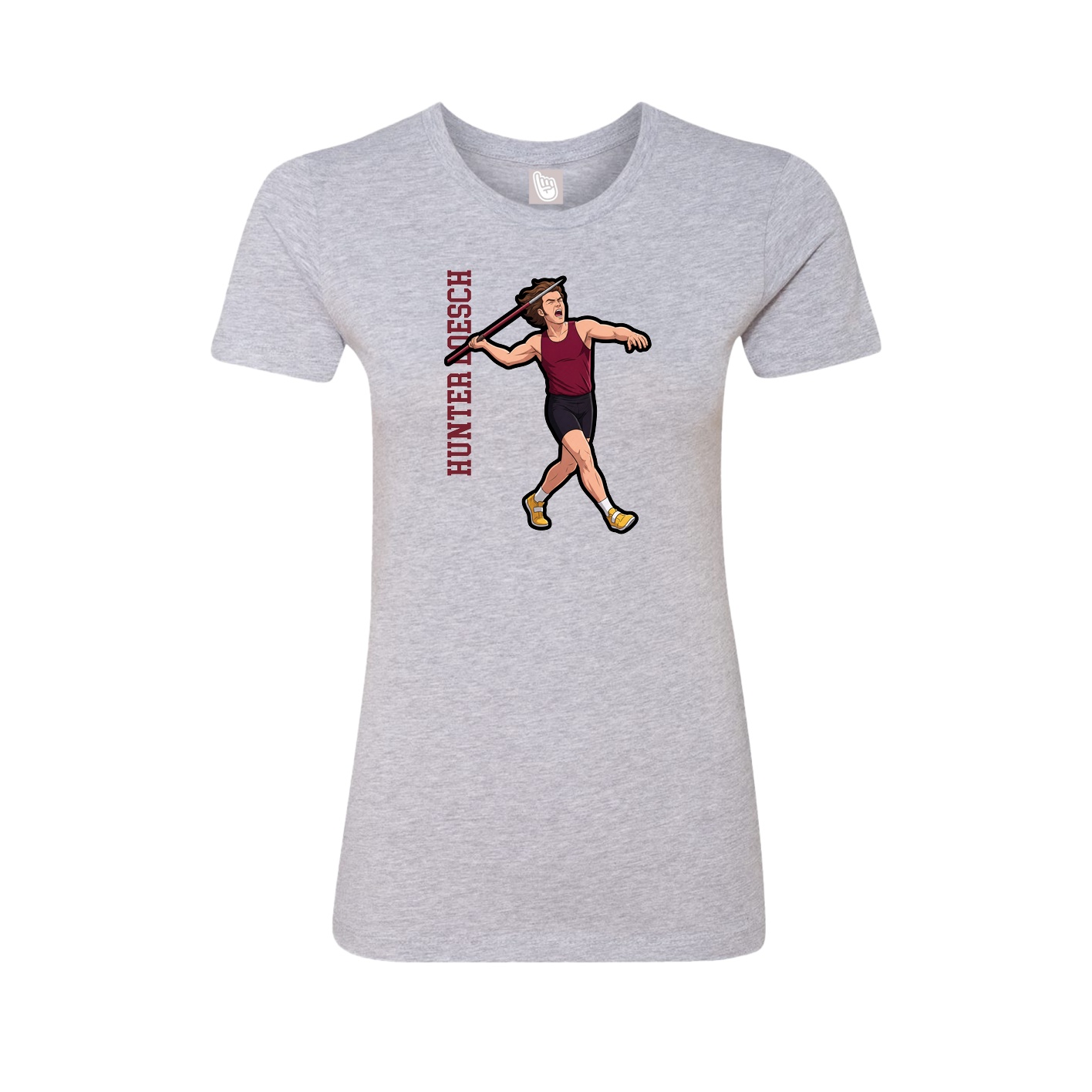 Fitted Women's Tee — Name Vertical in Grey