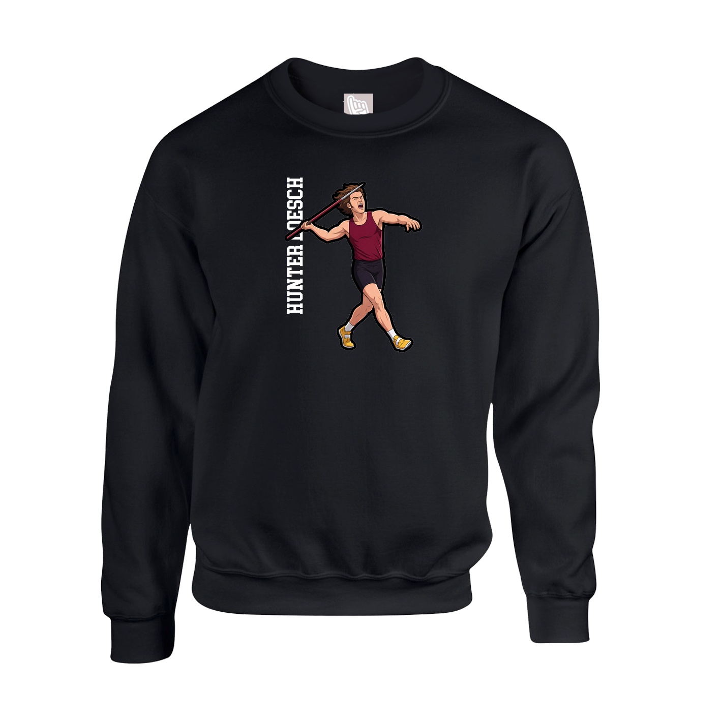 Fleece Crew — Name Vertical in Black