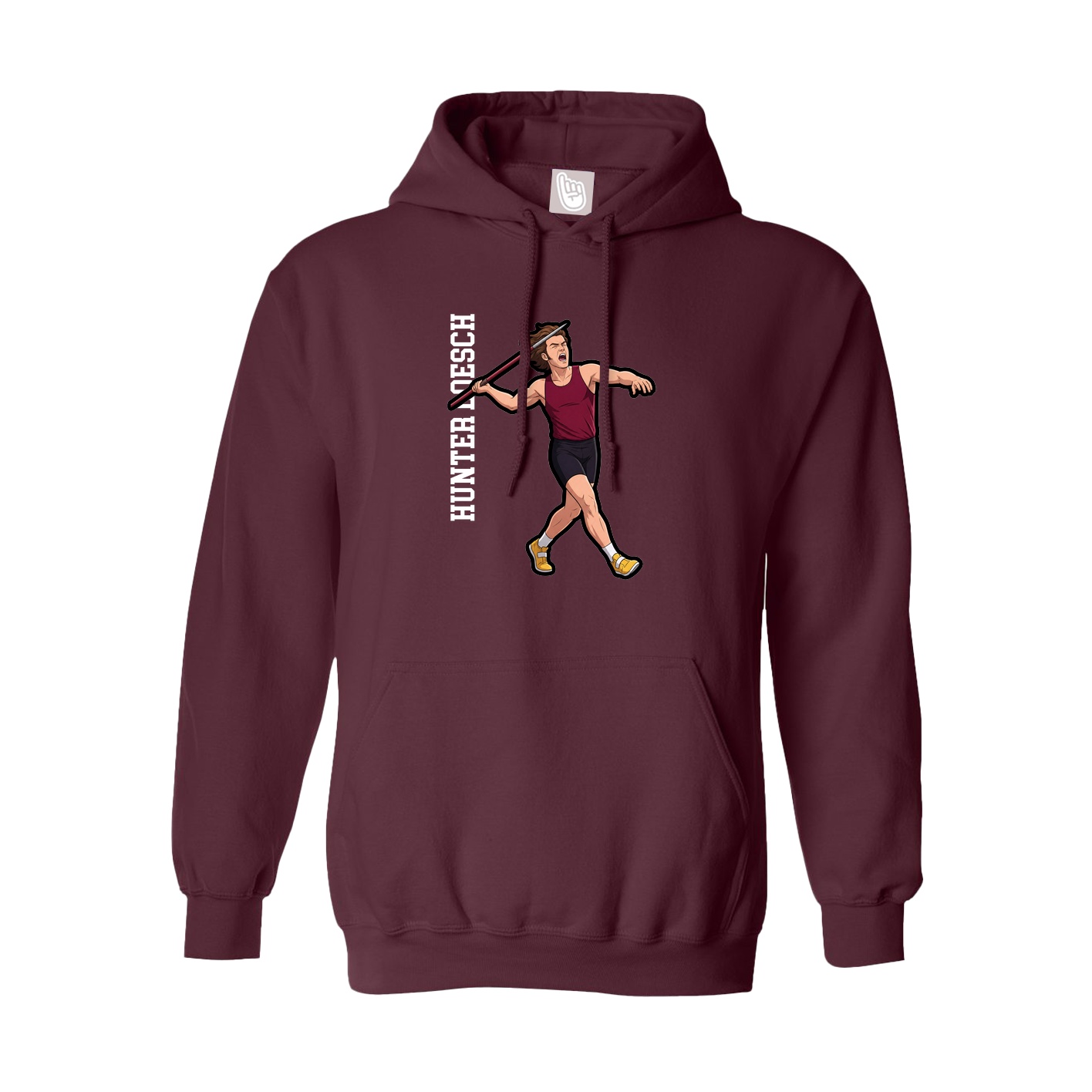 Youth Hoodie — Name Vertical in Maroon
