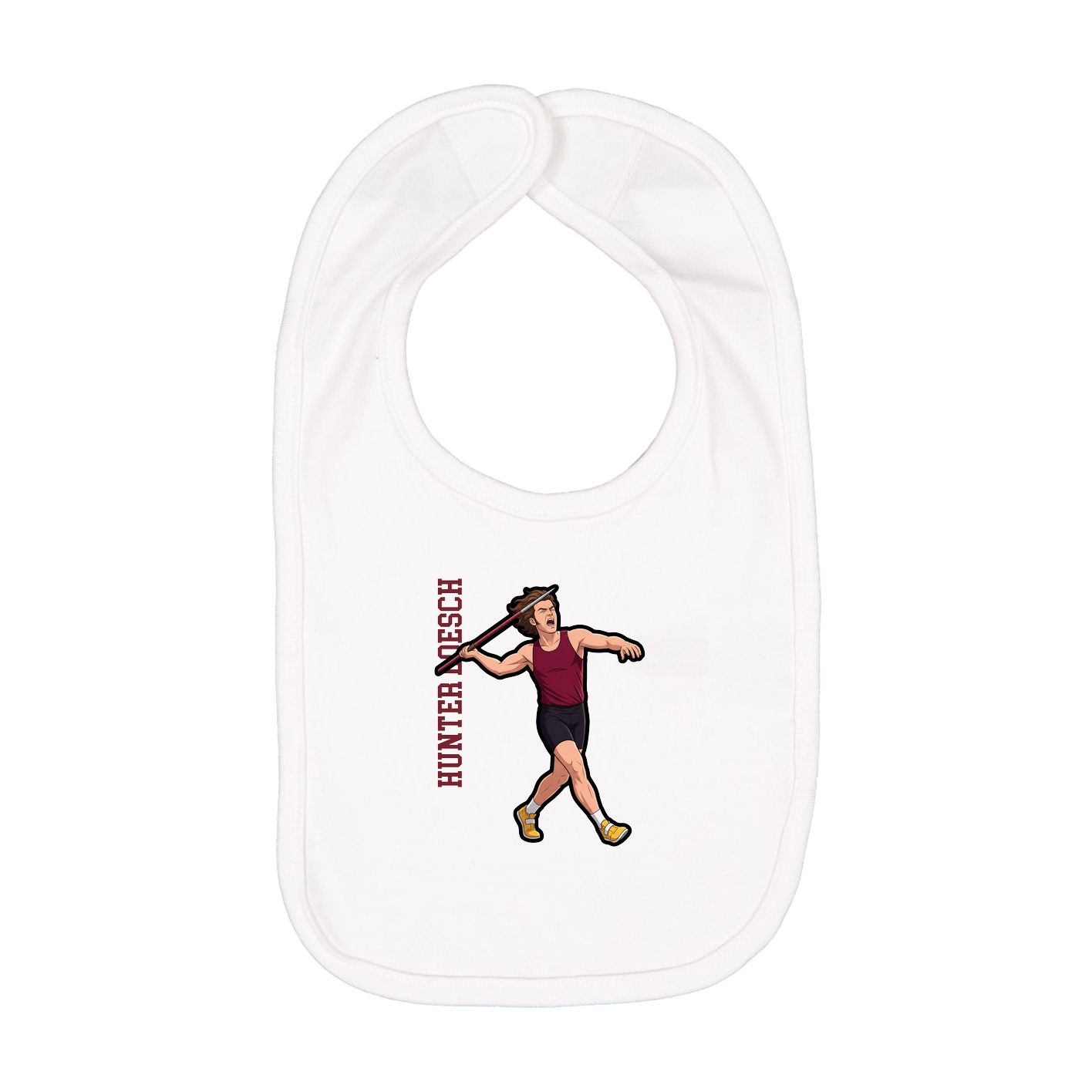 Infant Bib — Name Vertical in White