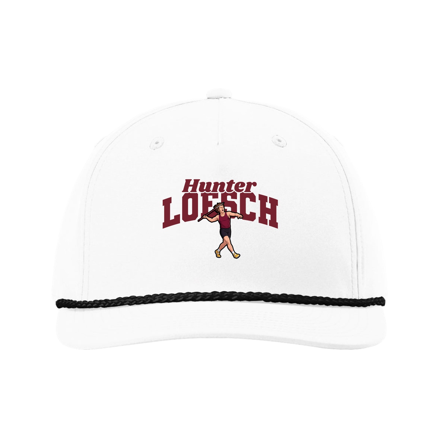 Five-Panel Classic Rope Cap — Signature Arch in White