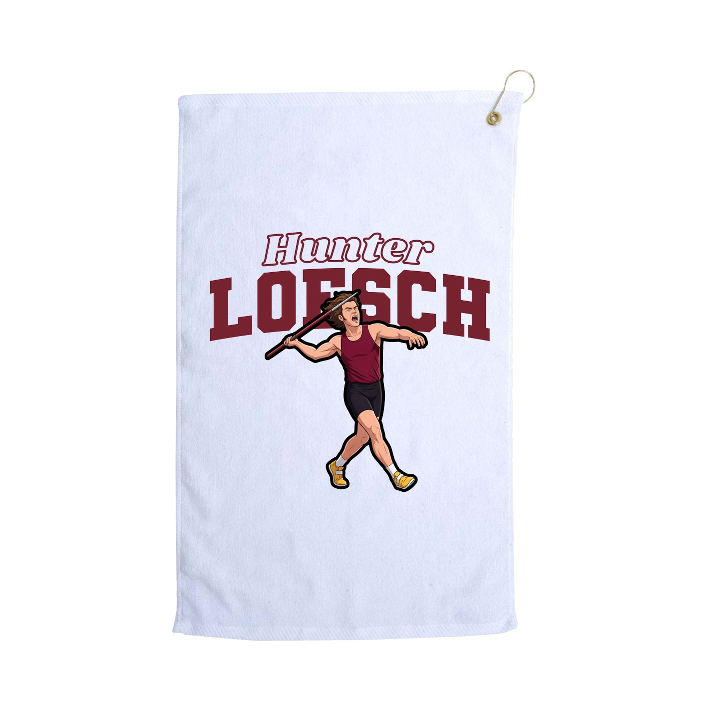 Golf Towel — Name Arch in White