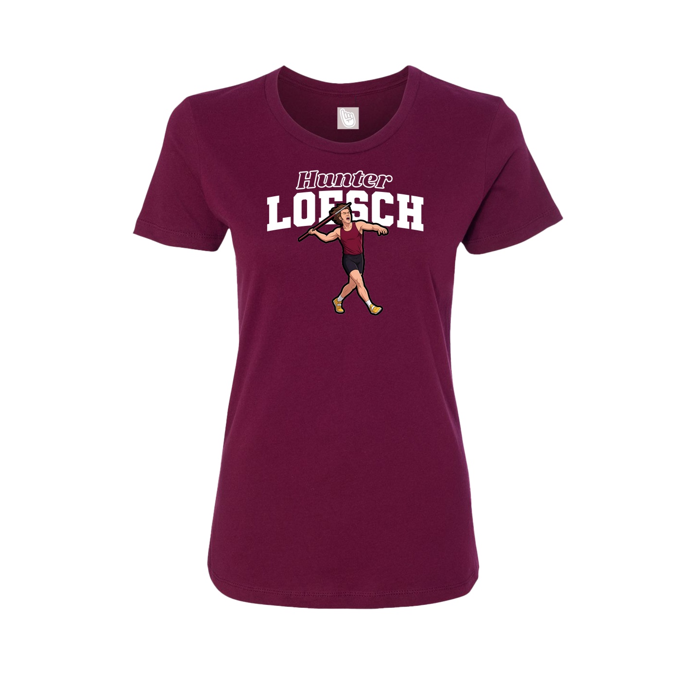 Fitted Women's Tee — Name Arch in Maroon