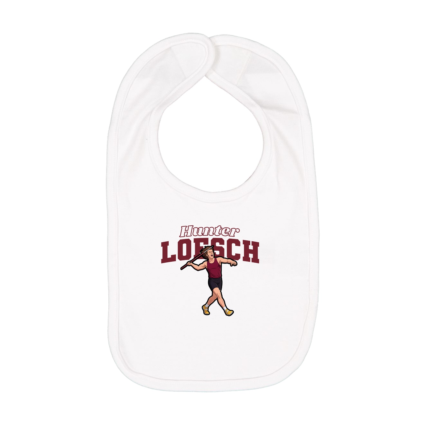 Infant Bib — Name Arch in White