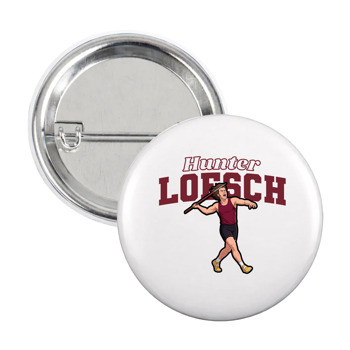 Game Day Button — Name Arch in White