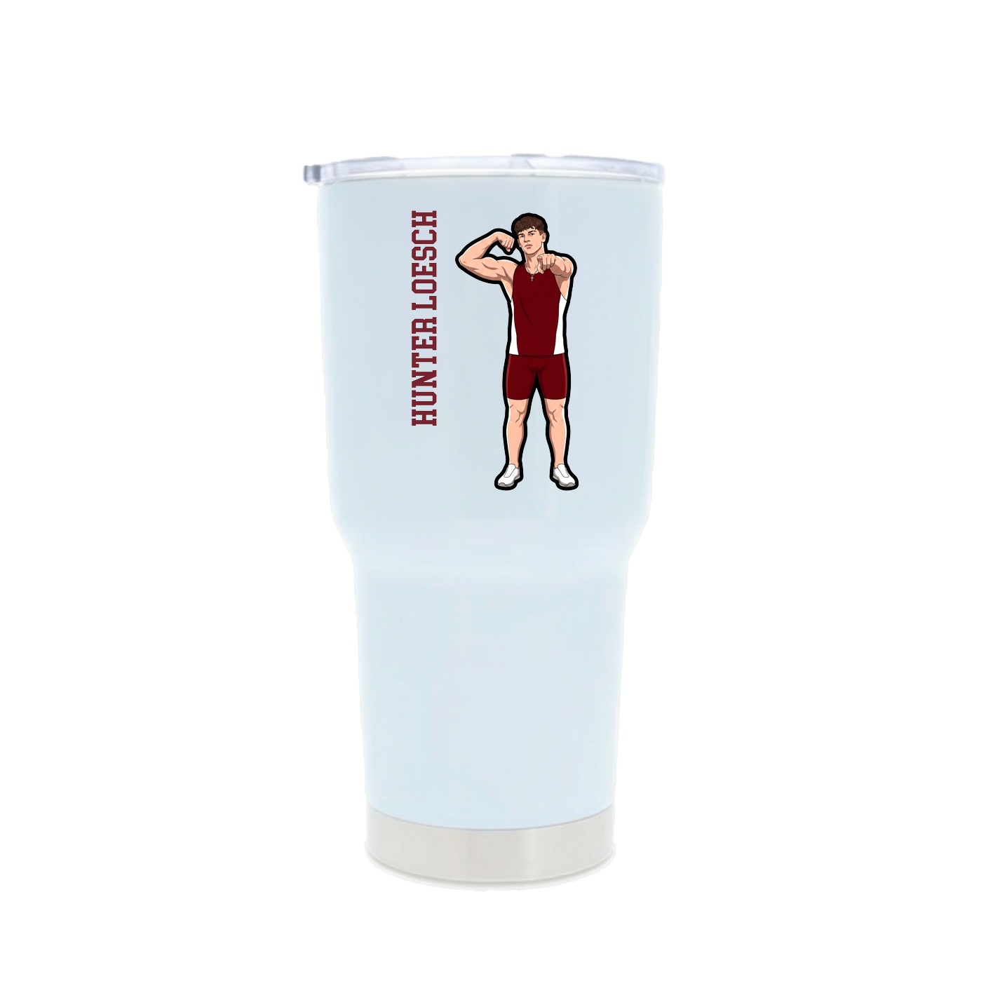 30oz Stainless Steel Tumbler — Name Vertical in White