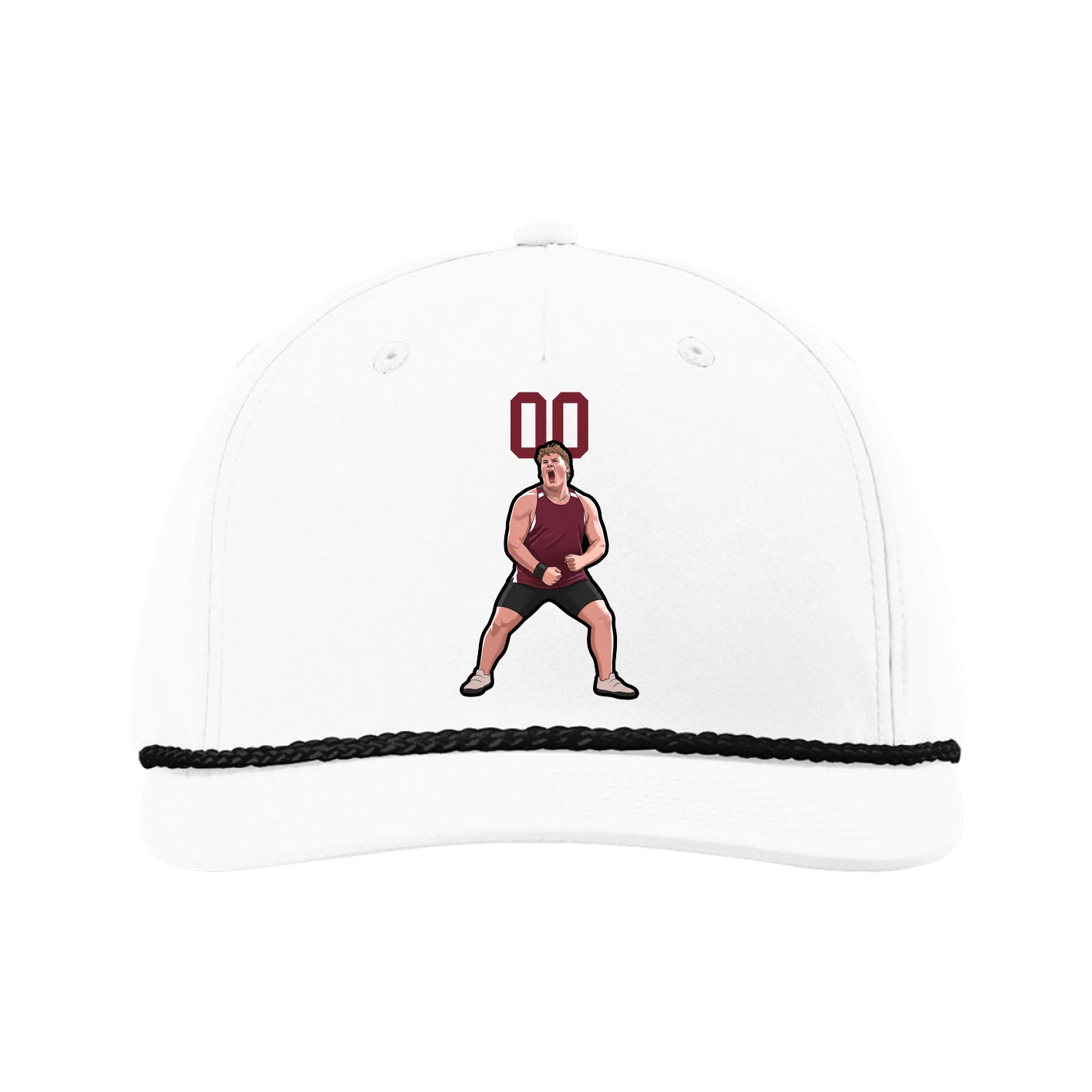 Five-Panel Classic Rope Cap — Number Top in White