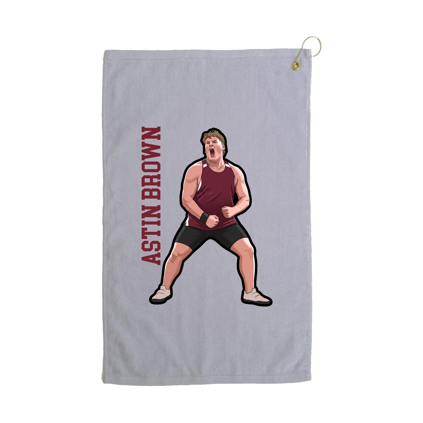 Golf Towel — Name Vertical in Grey