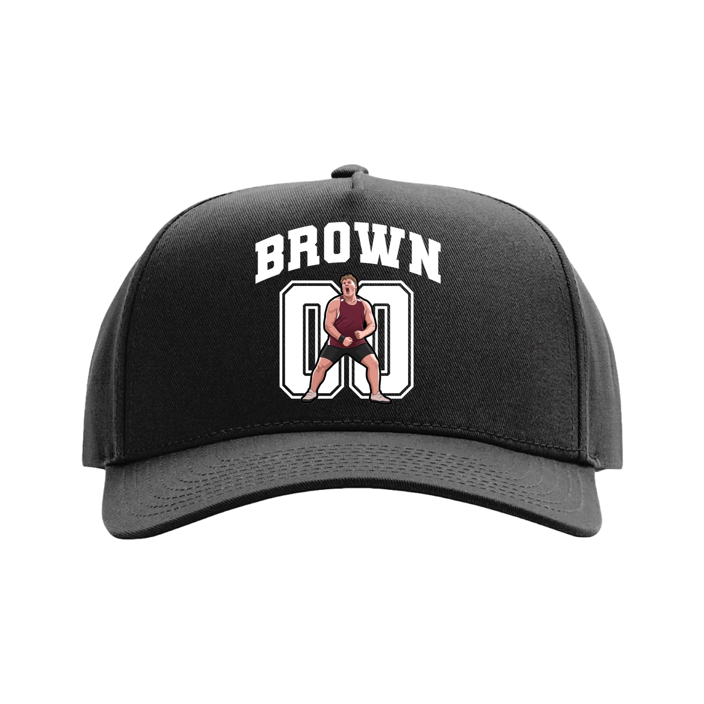 Full Fabric Five-Panel Champ Cap — Number in Black