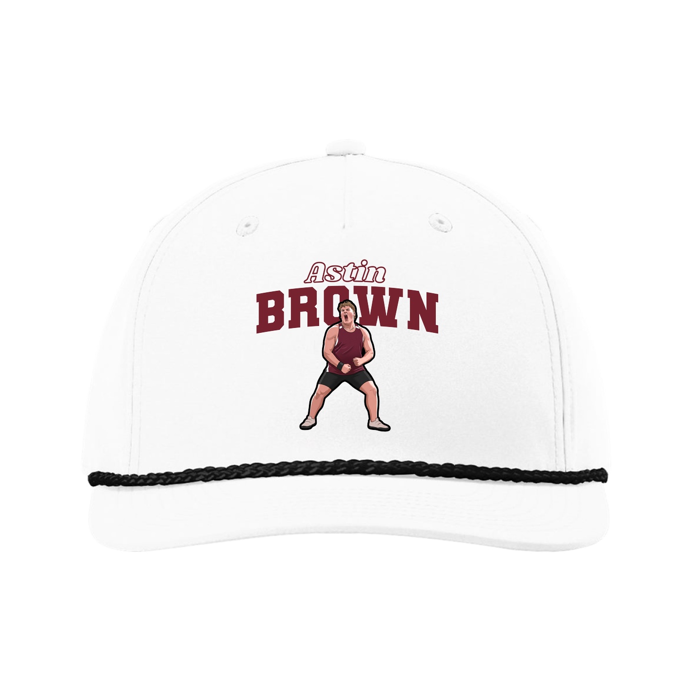 Five-Panel Classic Rope Cap — Name Arch in White