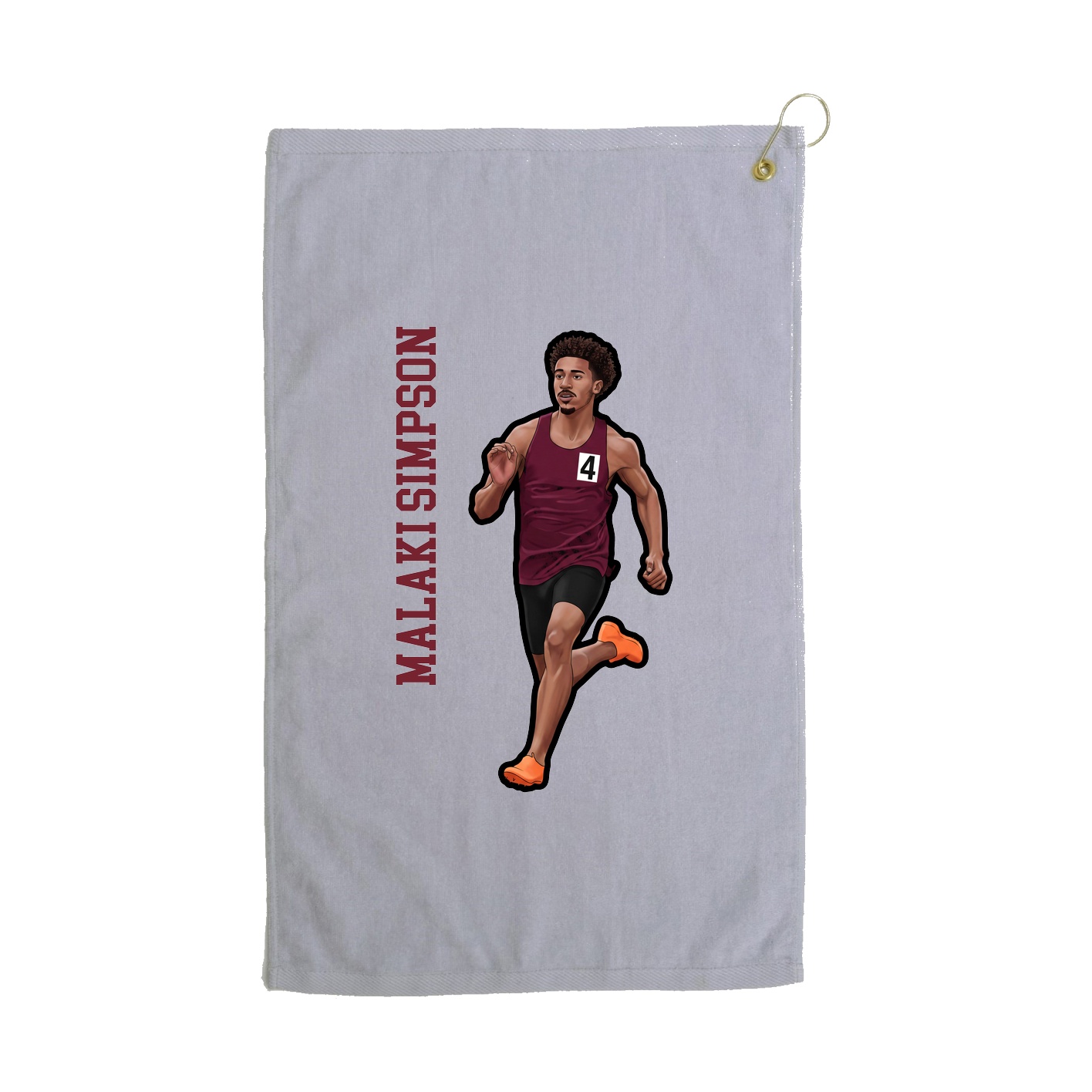 Golf Towel — Name Vertical in Grey