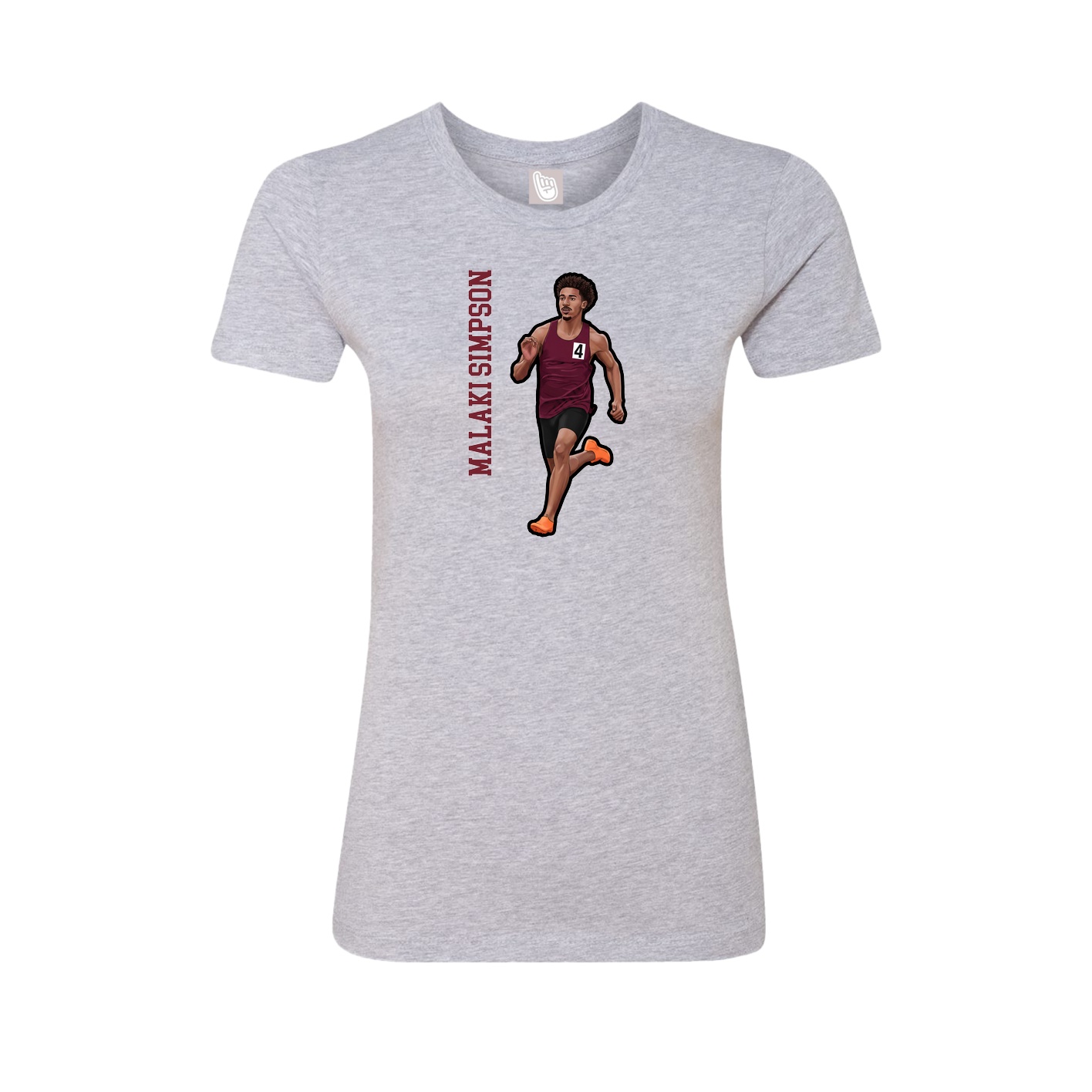 Fitted Women's Tee — Name Vertical in Grey
