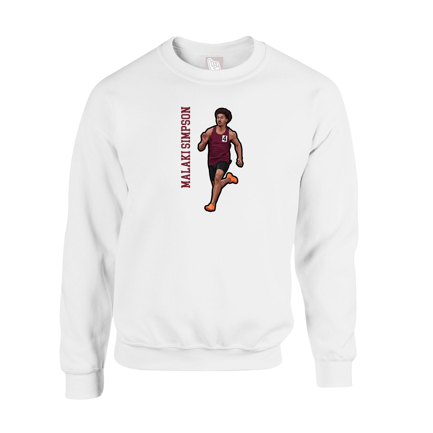 Fleece Crew — Name Vertical in White
