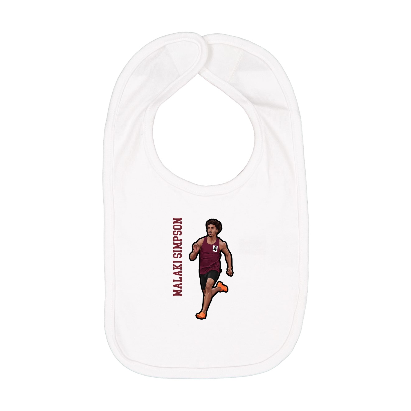Infant Bib — Name Vertical in White