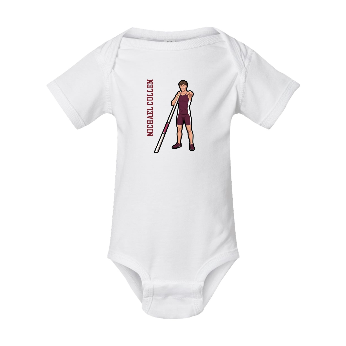 Baby Onesie — Name Vertical in White
