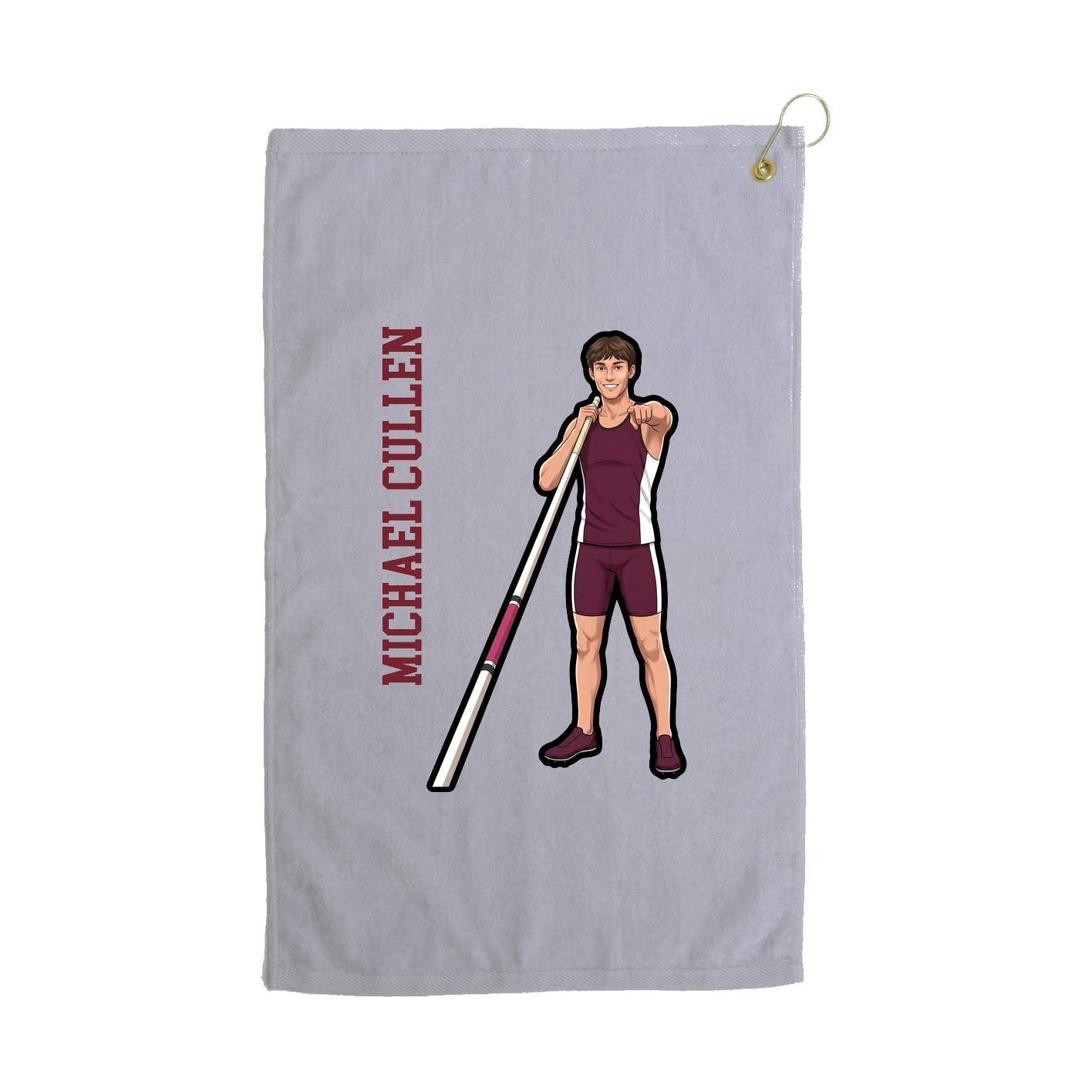 Golf Towel — Name Vertical in Grey