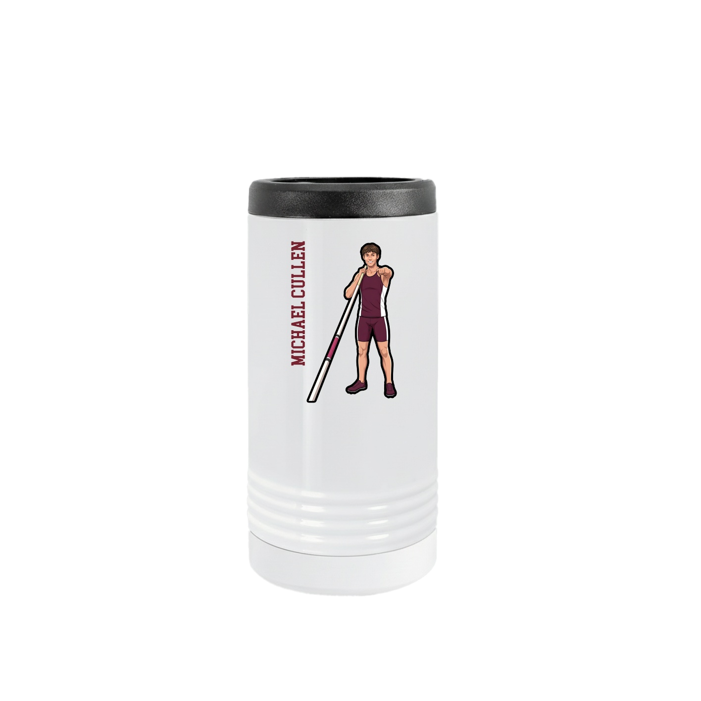 Slim Beverage Holder — Name Vertical in White