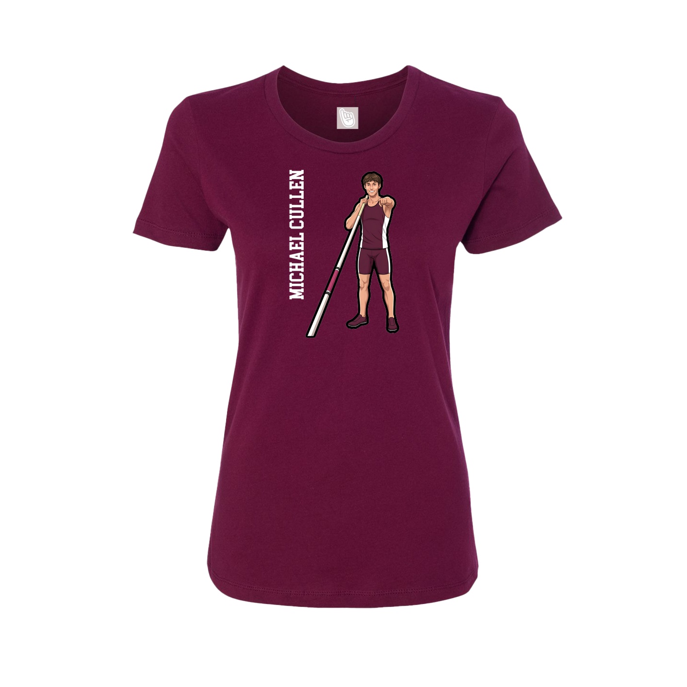 Fitted Women's Tee — Name Vertical in Maroon
