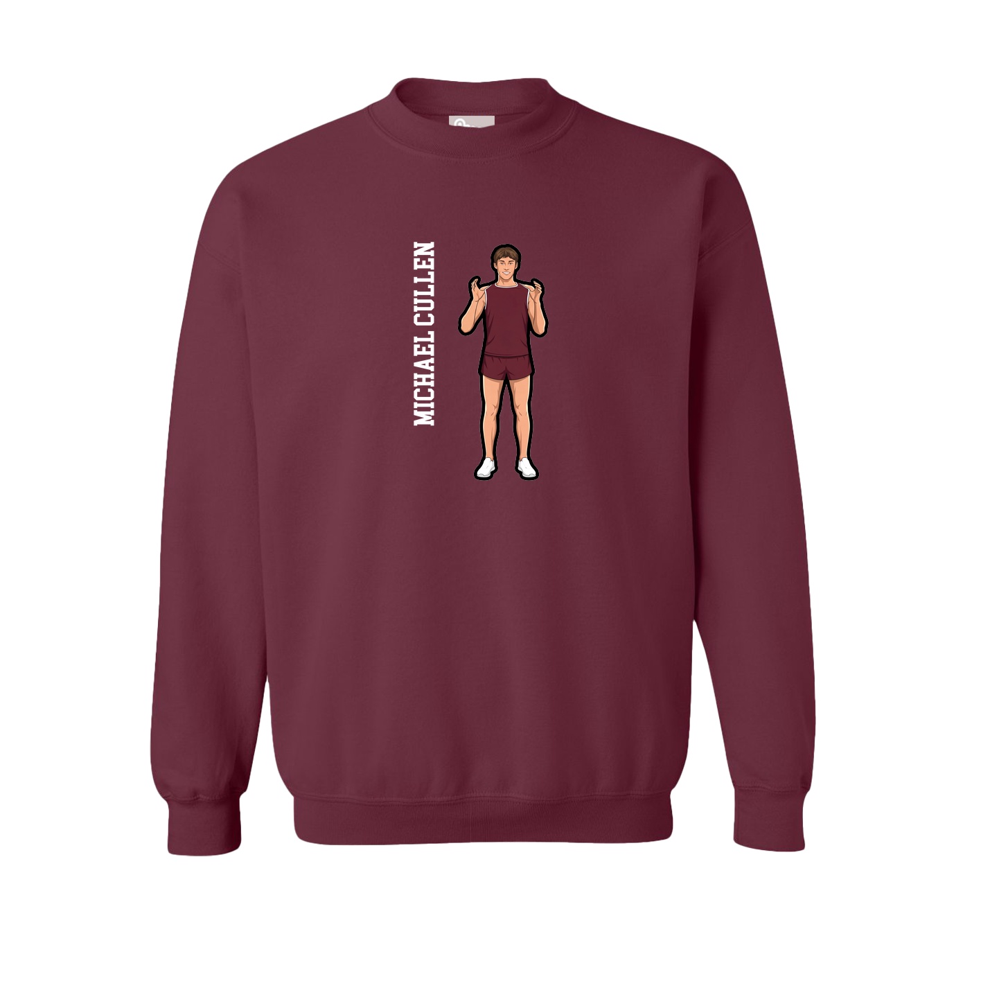 Fleece Crew — Name Vertical in Maroon
