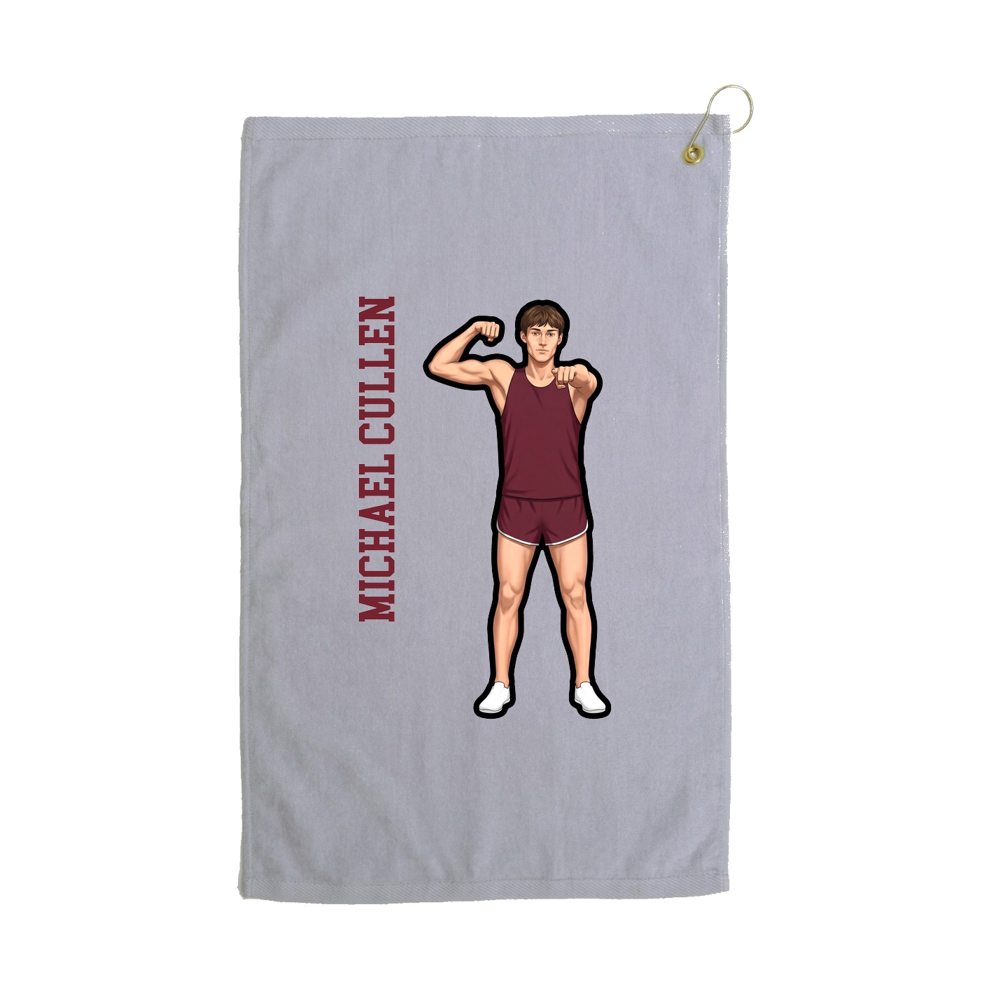 Golf Towel — Name Vertical in Grey