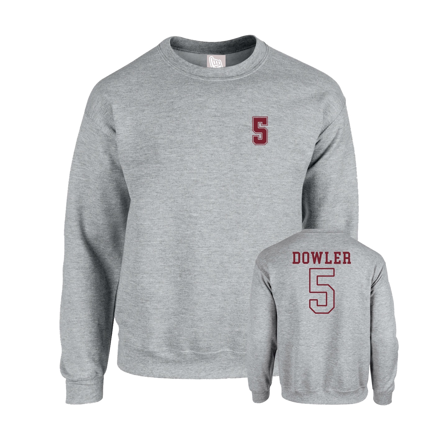 Fleece Crew — Chest Back in Grey