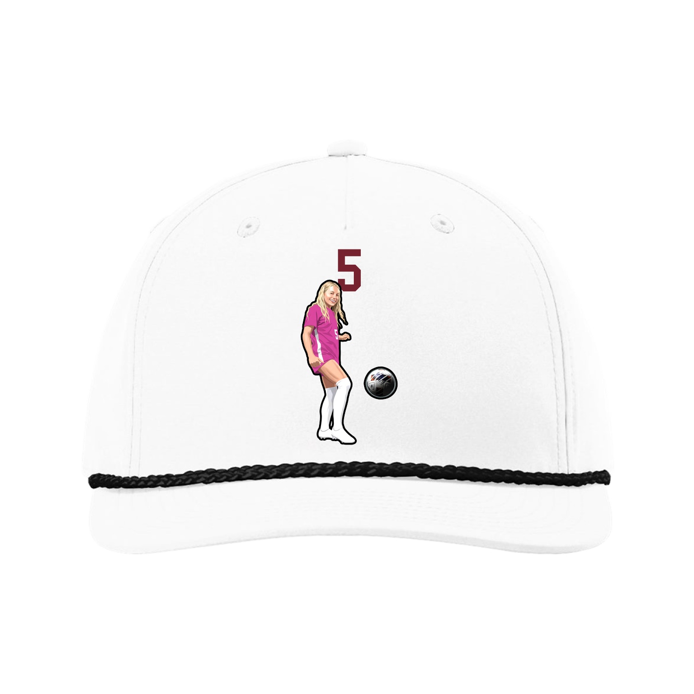 Five-Panel Classic Rope Cap — Number Top in White