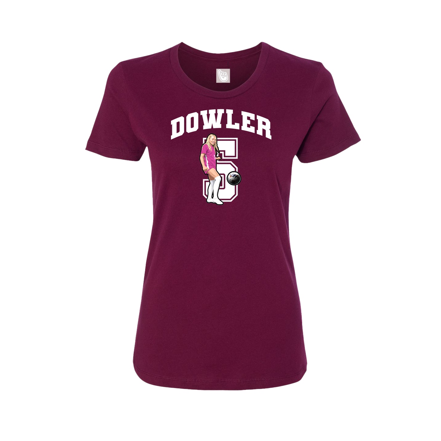 Fitted Women's Tee — Number in Maroon