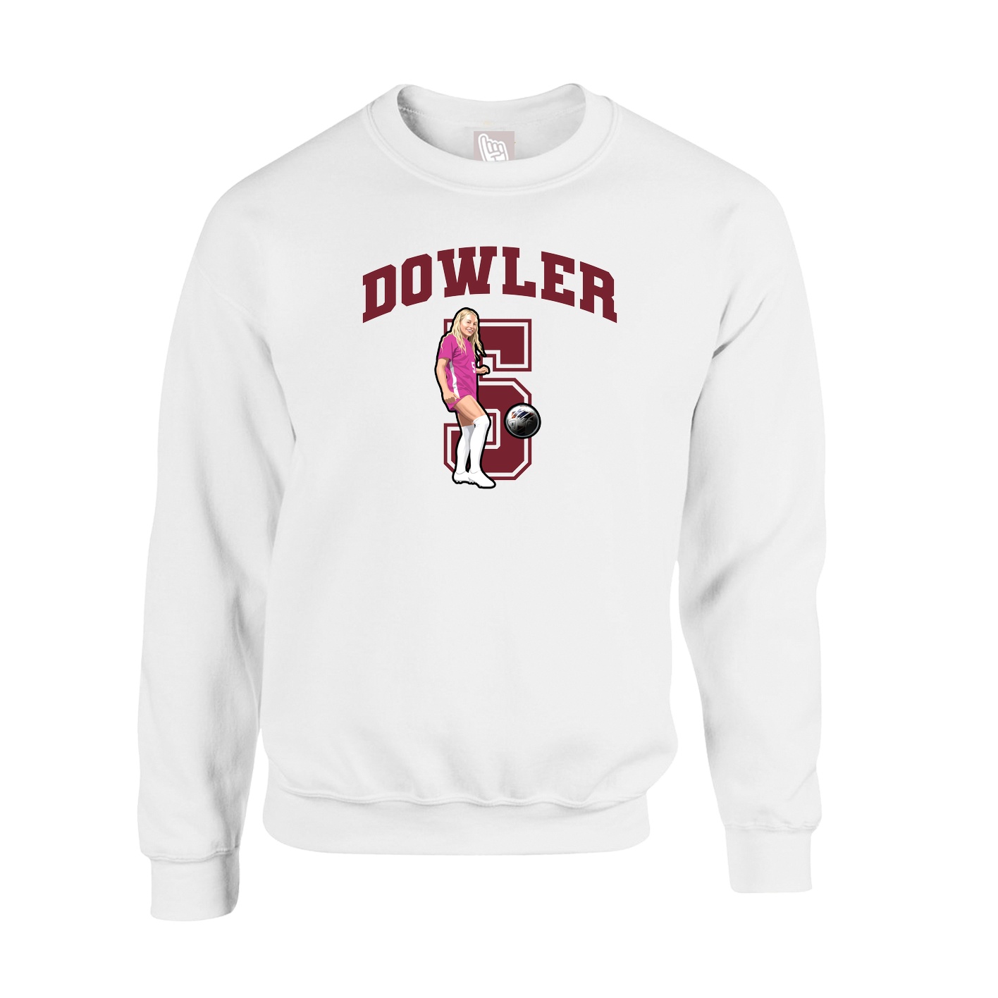 Fleece Crew — Number in White