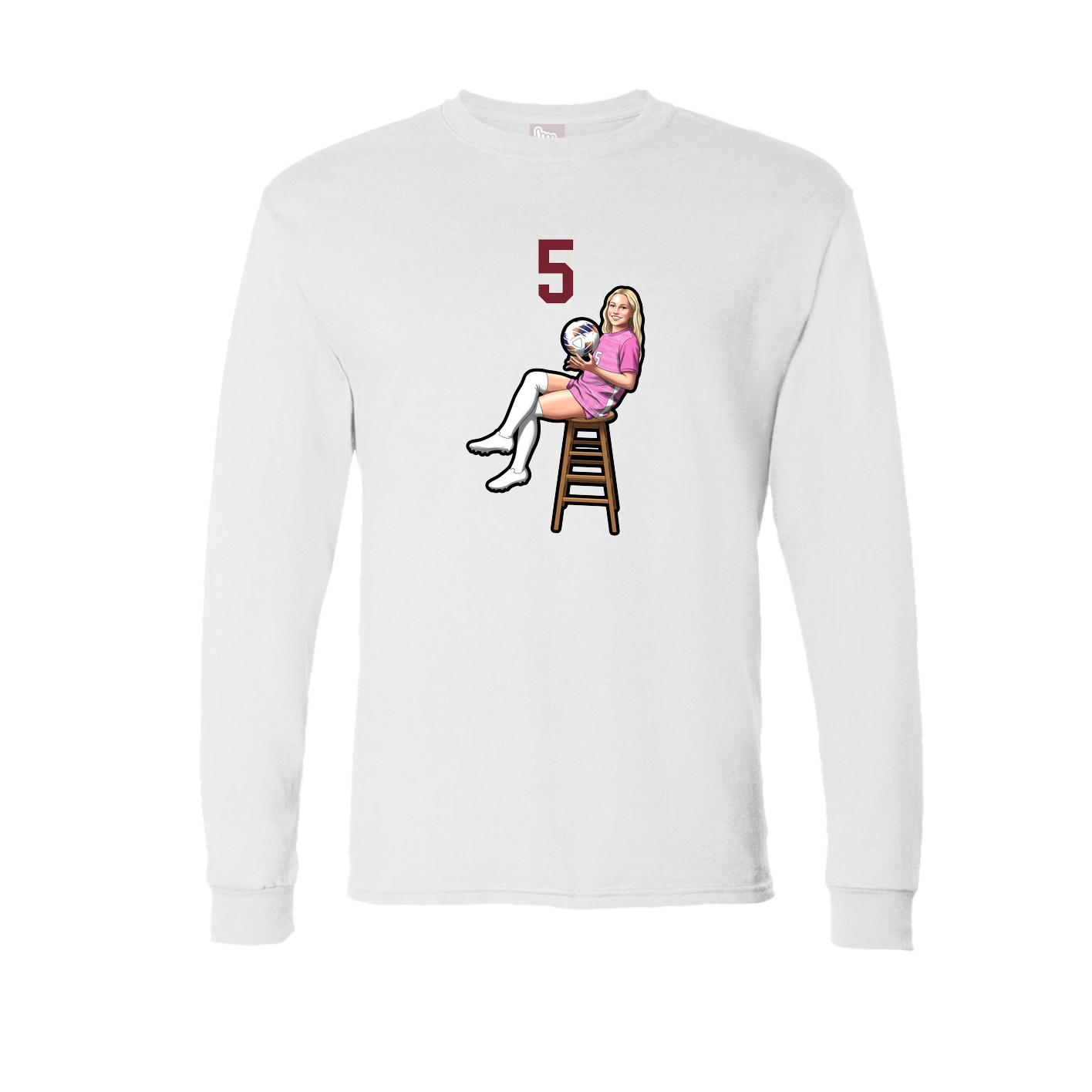 Long Sleeve Tee — Number Top in White