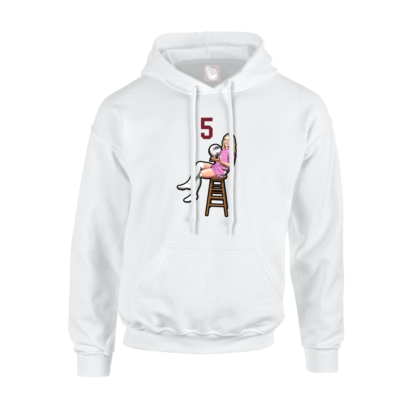 Youth Hoodie — Number Top in White