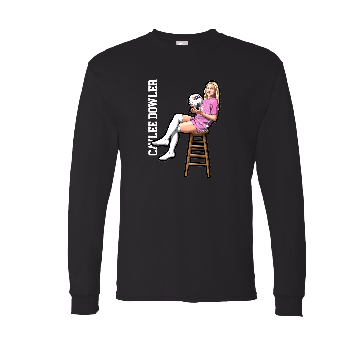 Long Sleeve Tee — Name Vertical in Black