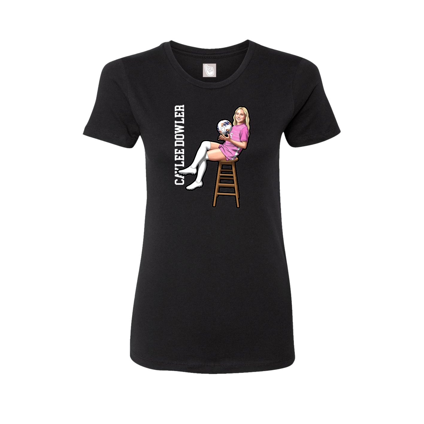 Fitted Women's Tee — Name Vertical in Black
