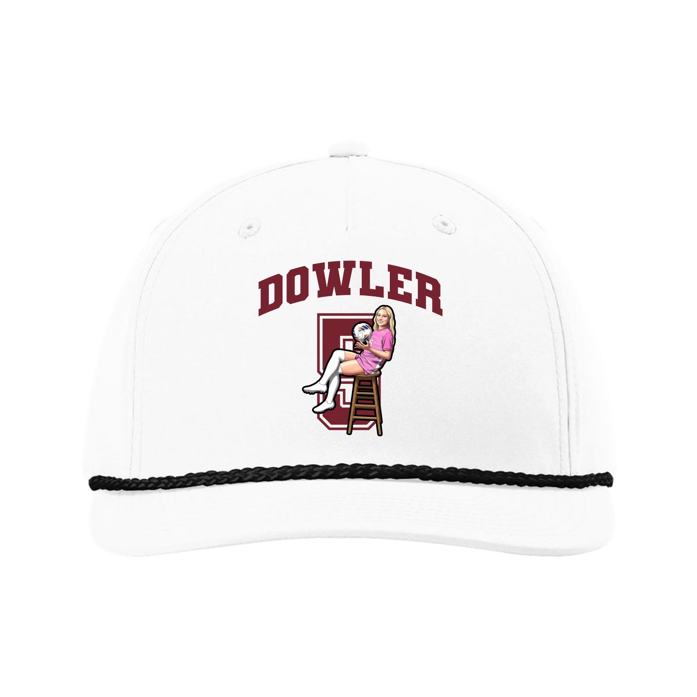 Five-Panel Classic Rope Cap — Number in White
