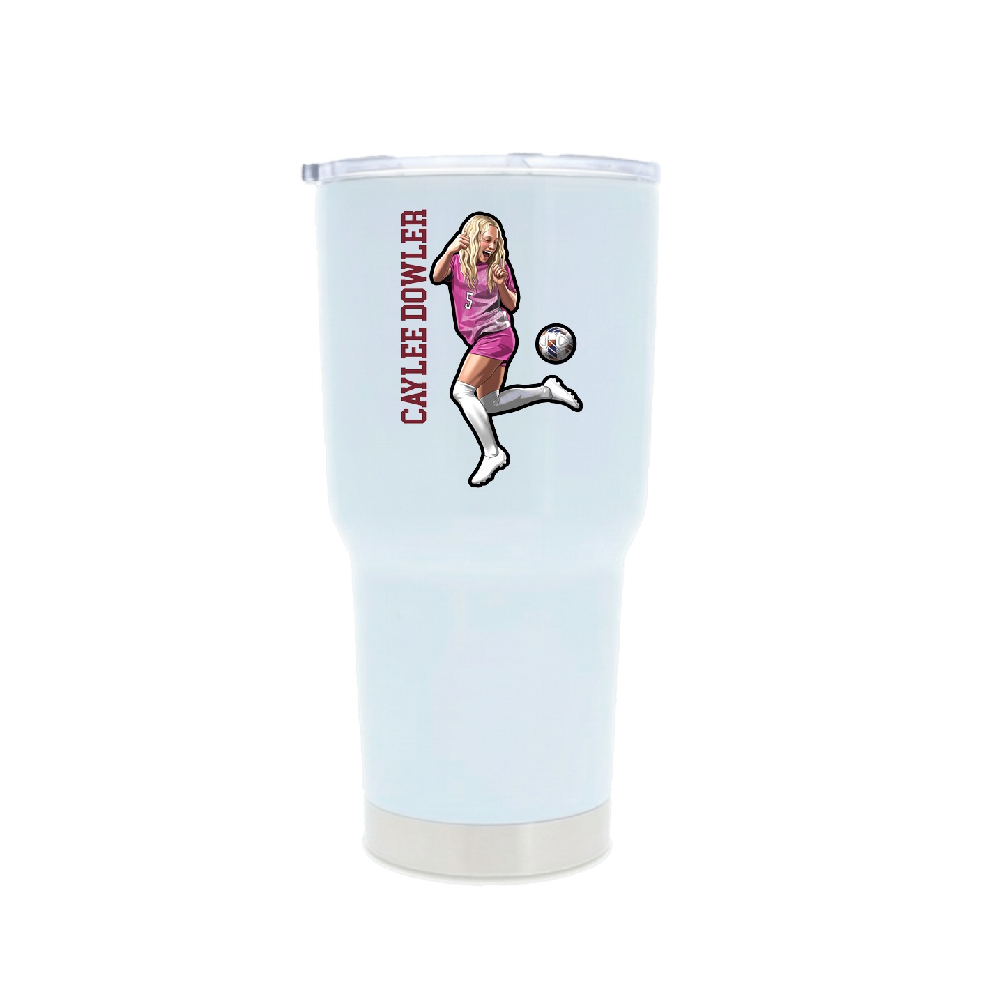 30oz Stainless Steel Tumbler — Name Vertical in White