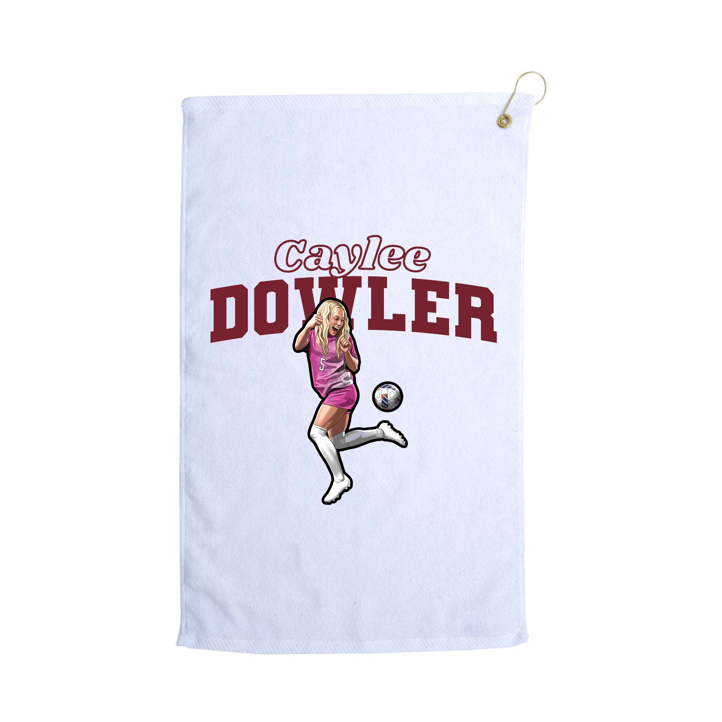 Golf Towel — Name Arch in White