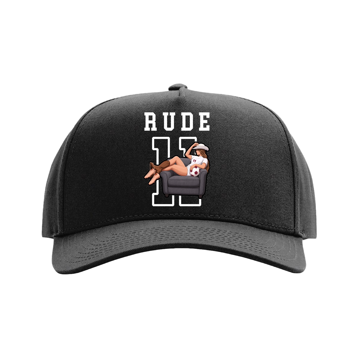 Full Fabric Five-Panel Champ Cap — Shirsey in Black