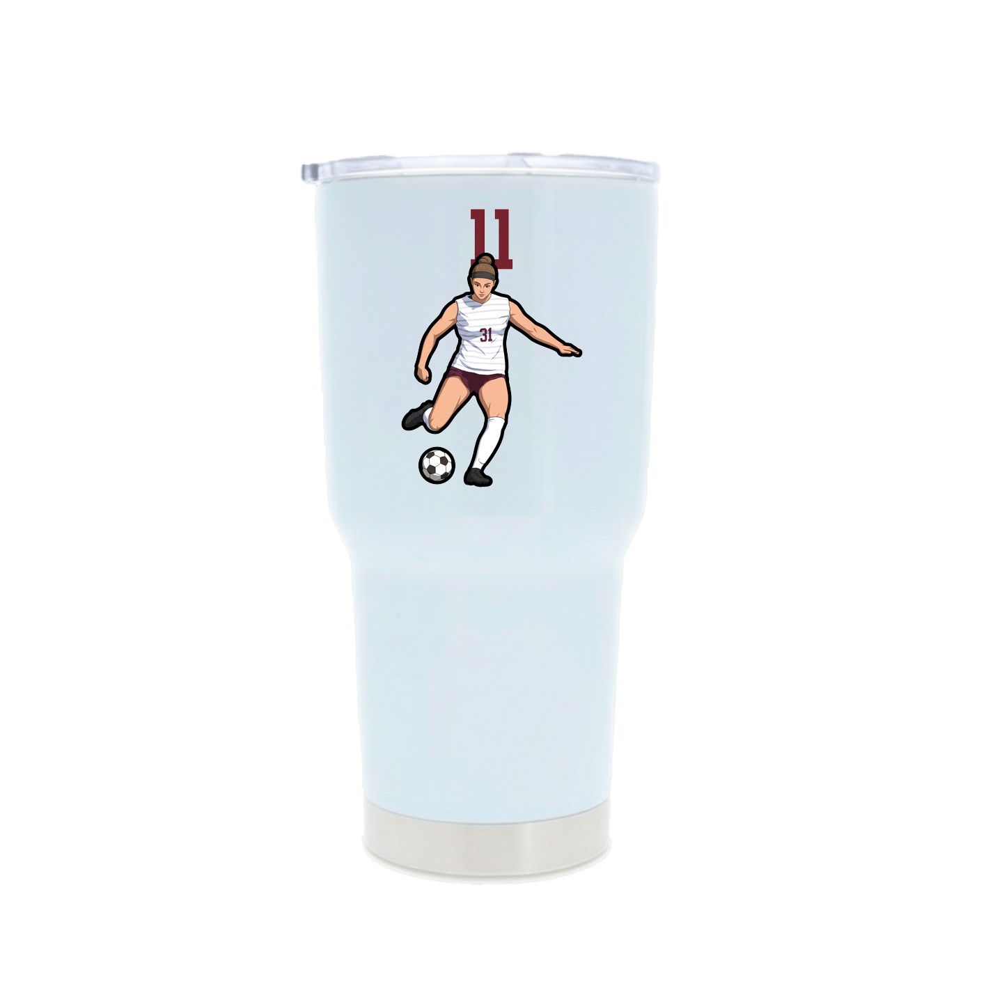 30oz Stainless Steel Tumbler — Number Top in White