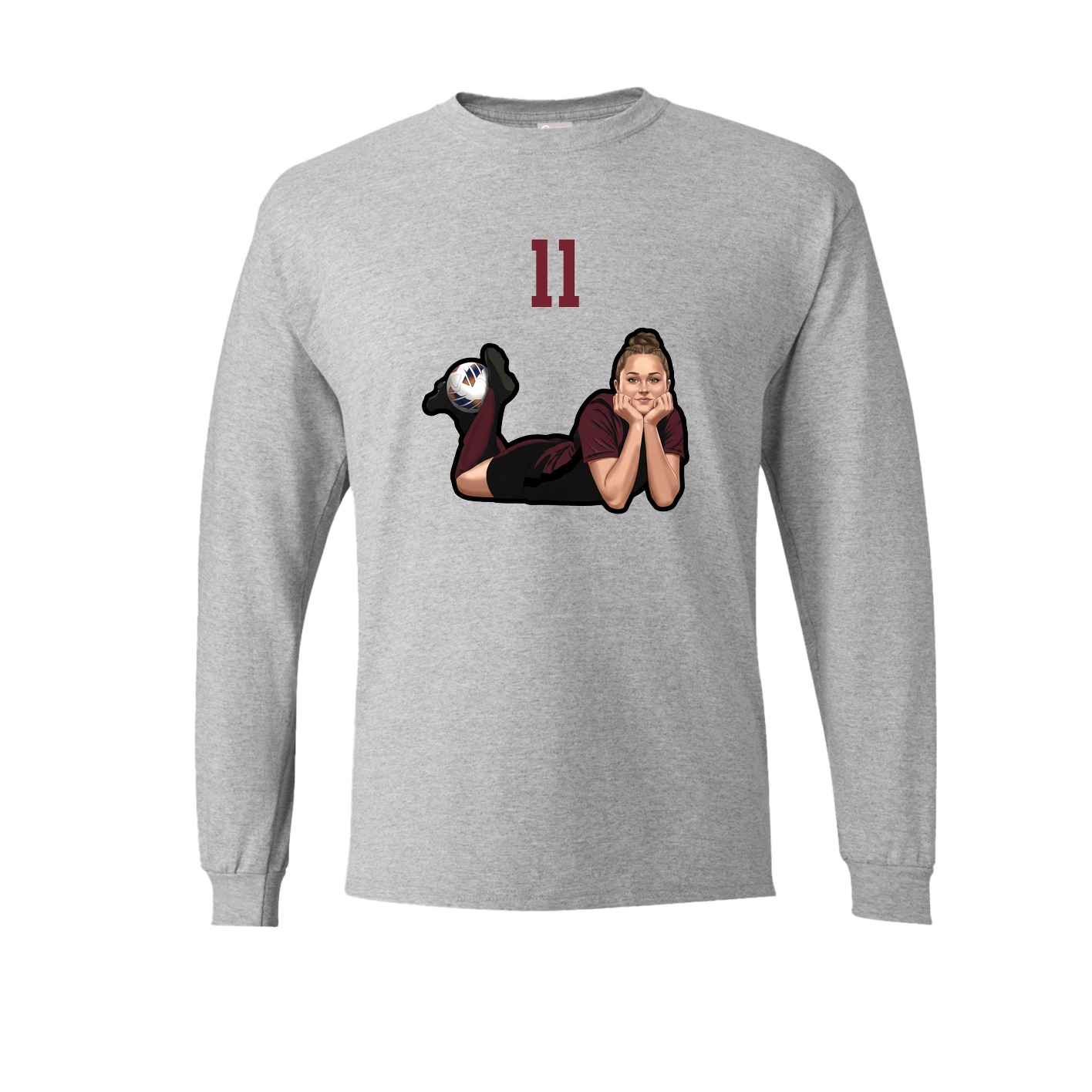 Long Sleeve Tee — Number Top in Grey