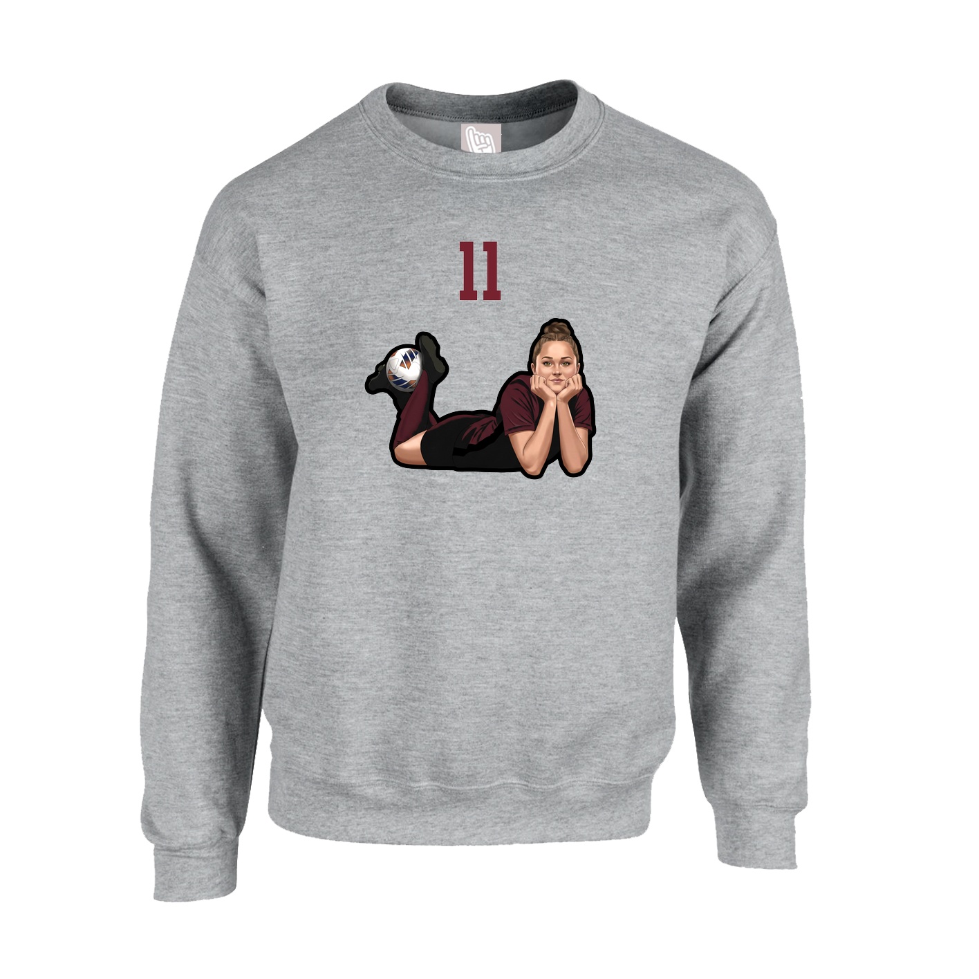 Fleece Crew — Number Top in Grey