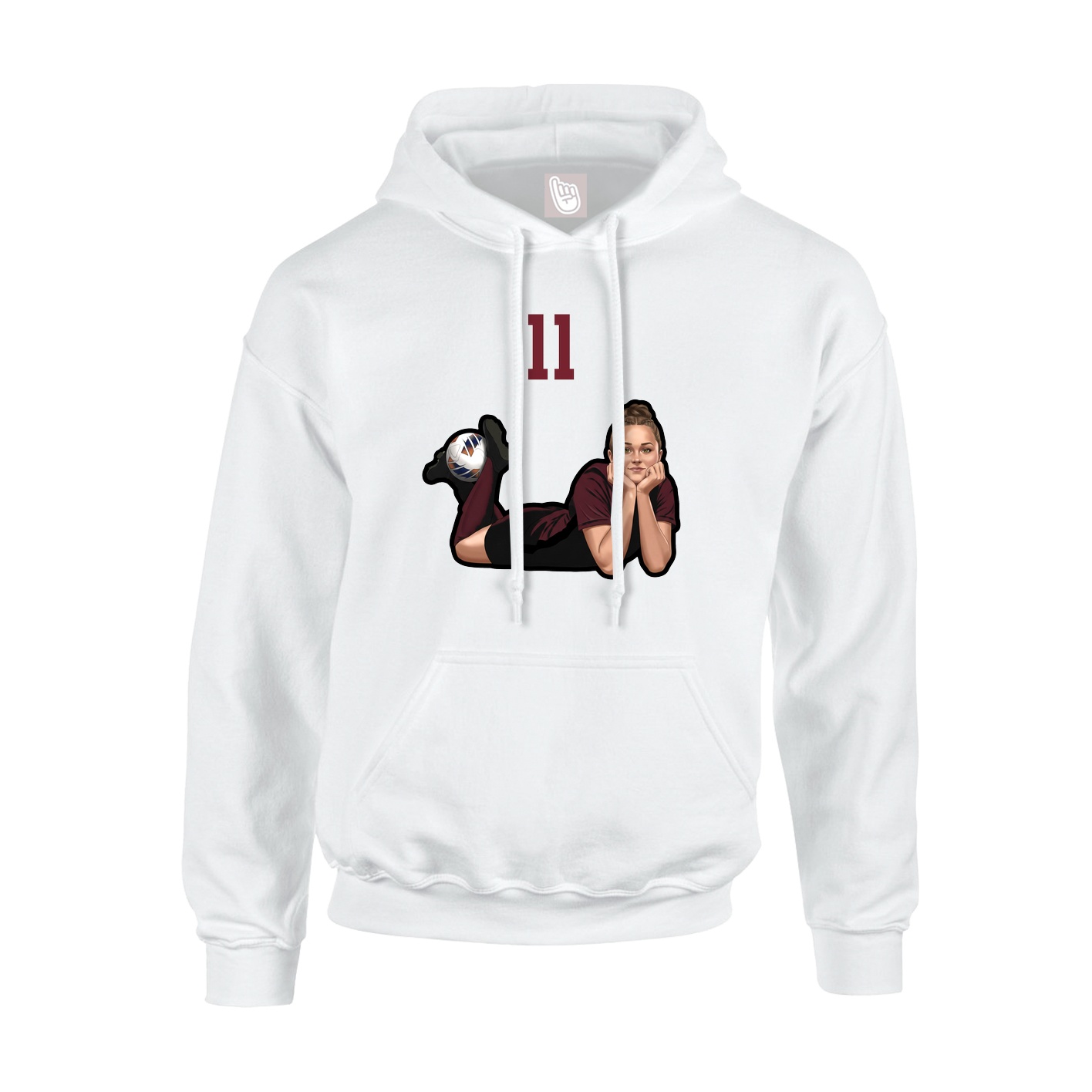 Youth Hoodie — Number Top in White