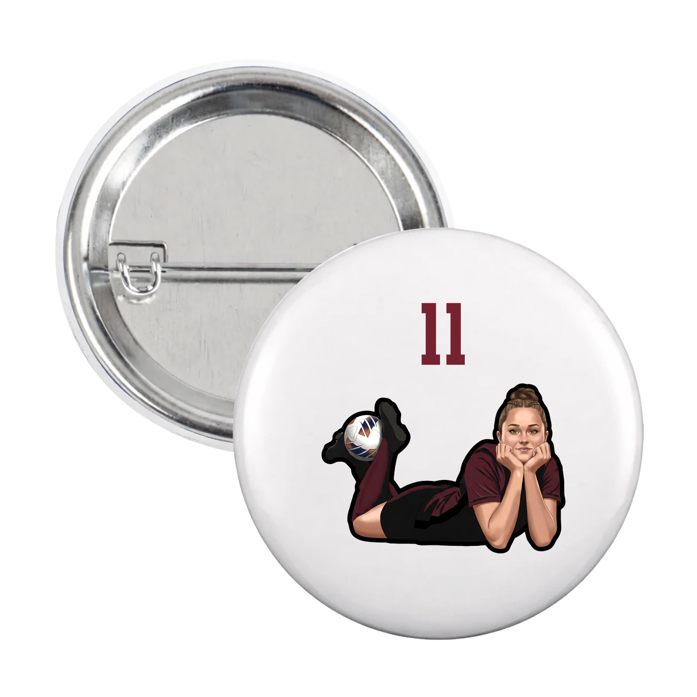 Game Day Button — Number Top in White