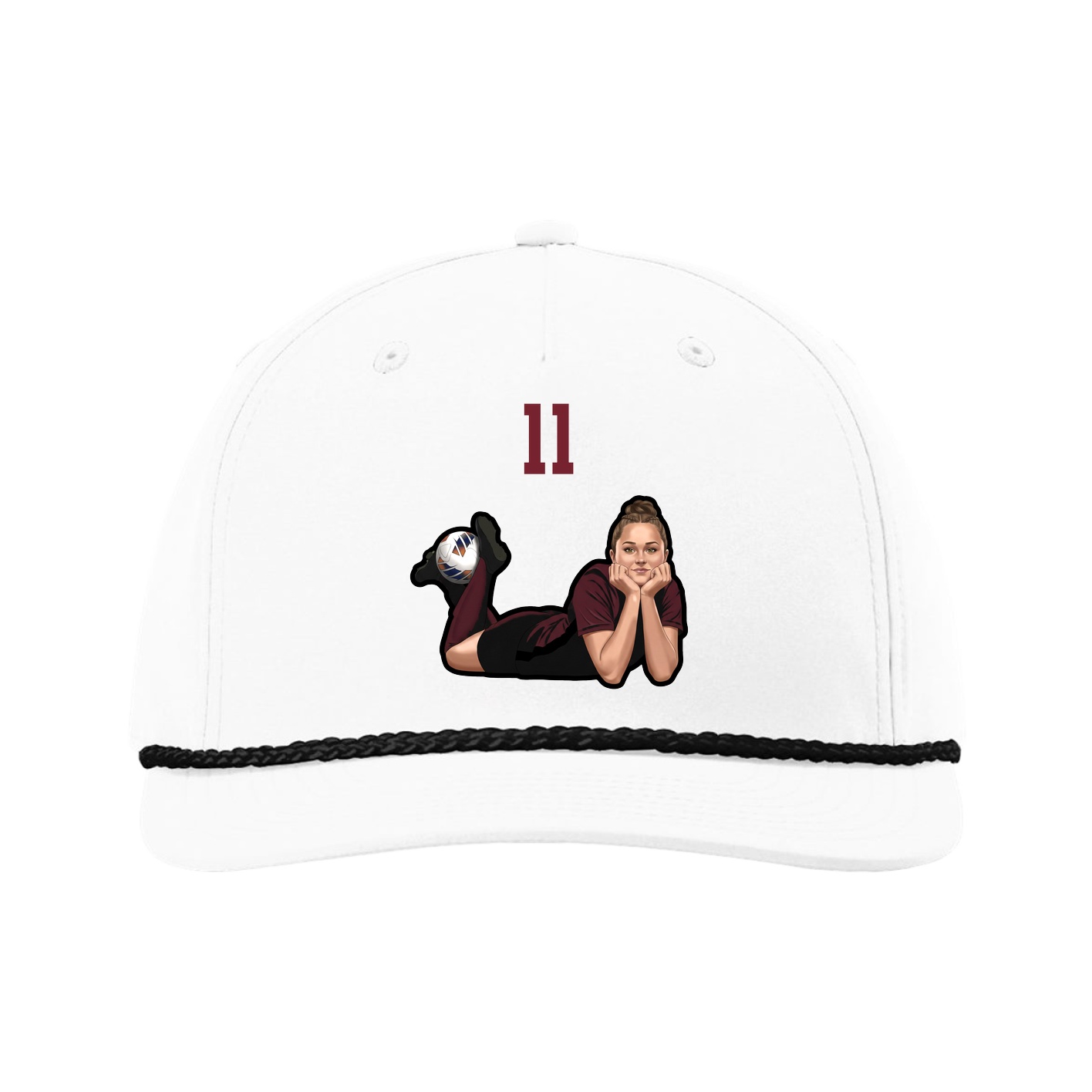 Five-Panel Classic Rope Cap — Number Top in White