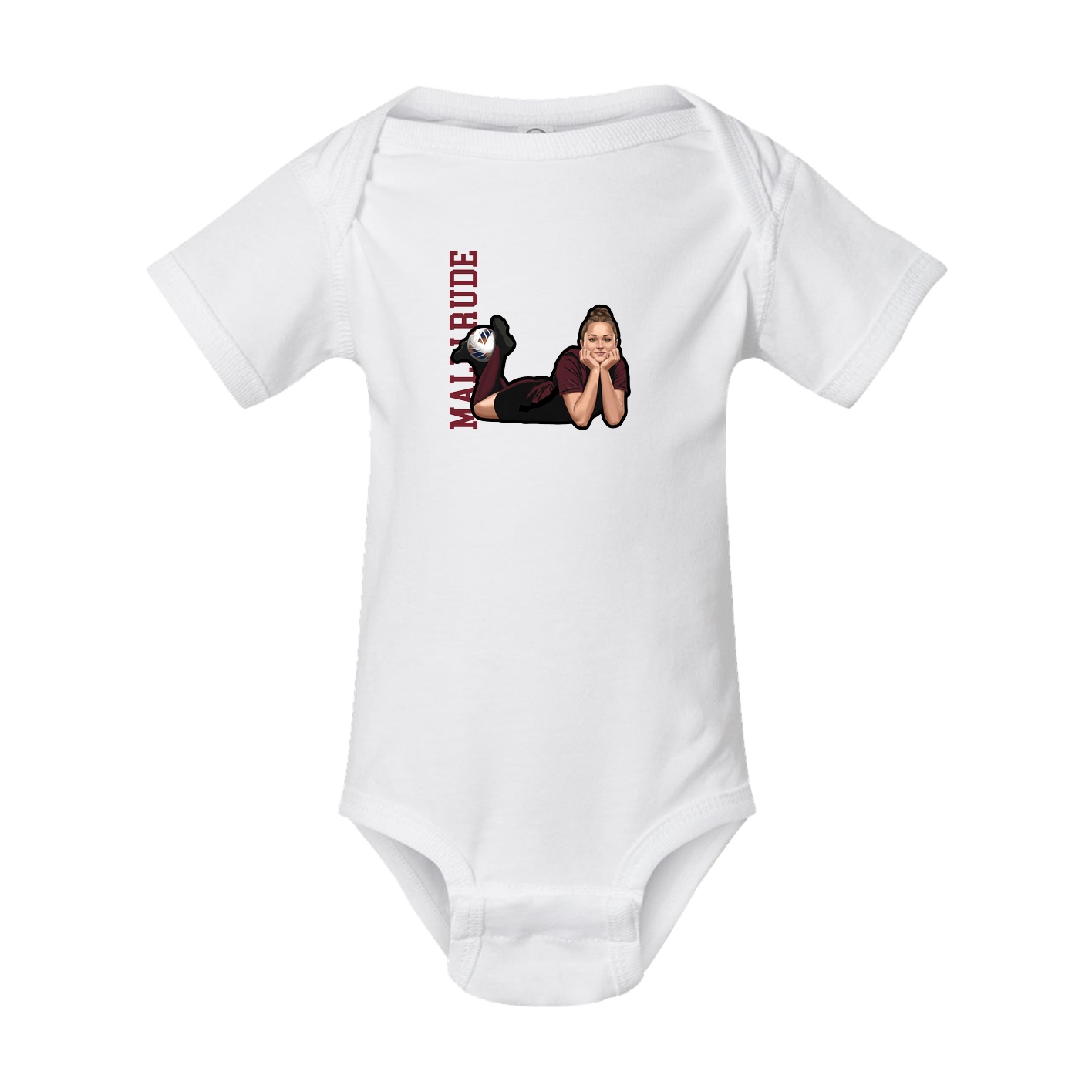 Baby Onesie — Name Vertical in White