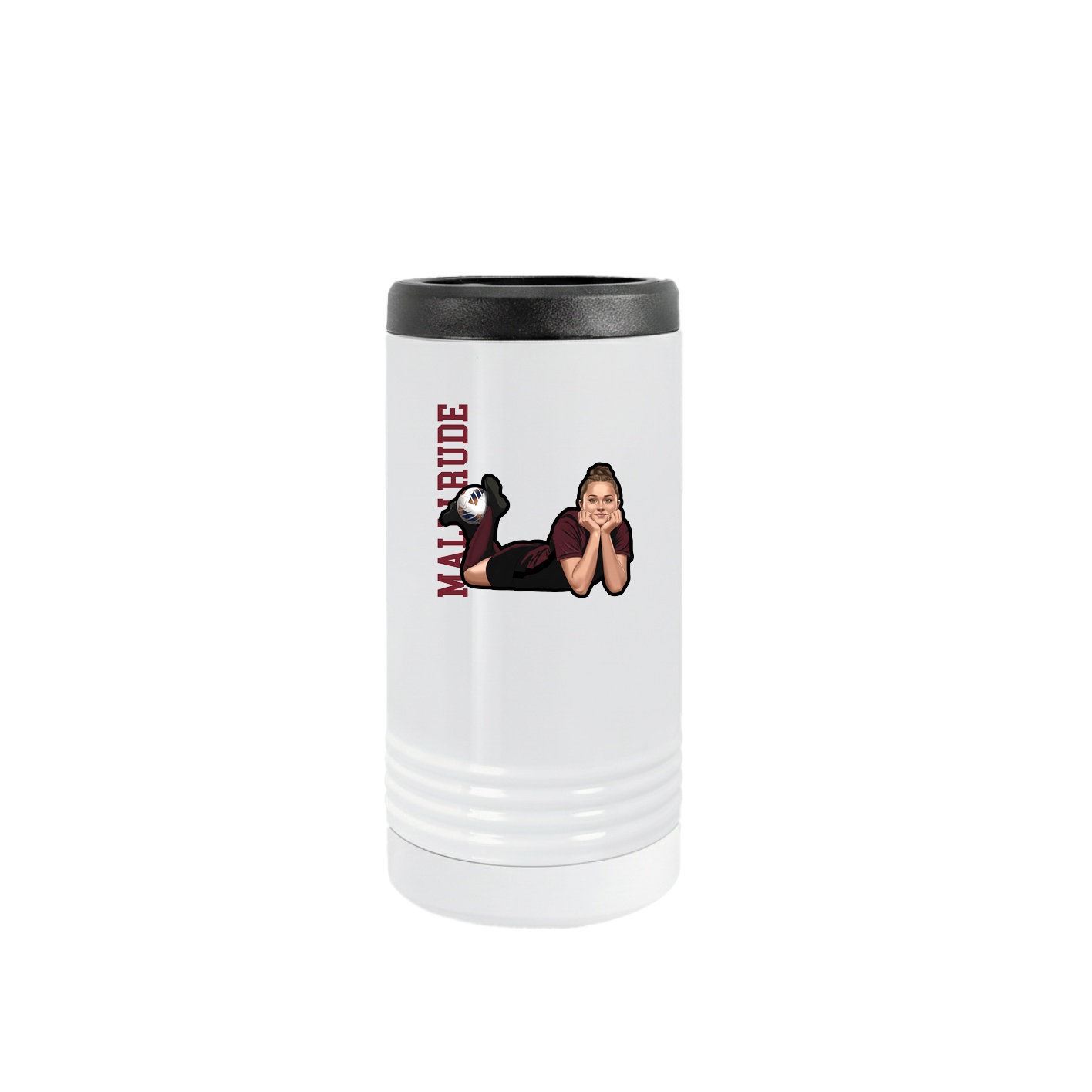 Slim Beverage Holder — Name Vertical in White